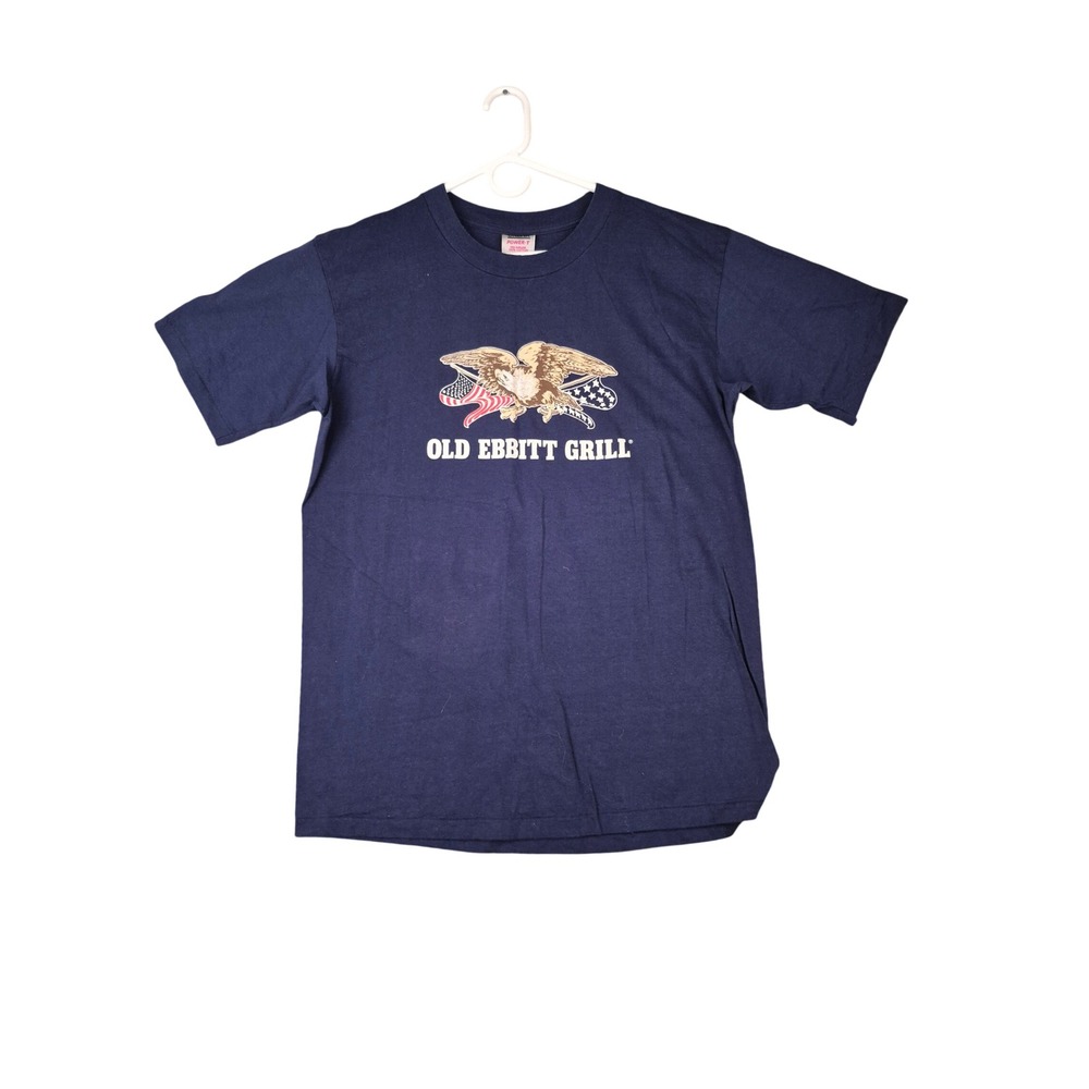 Vintage Oneita Power-T Old Ebbitt Grill T-Shirt Navy Blue Sz XL USA DC Eagle
